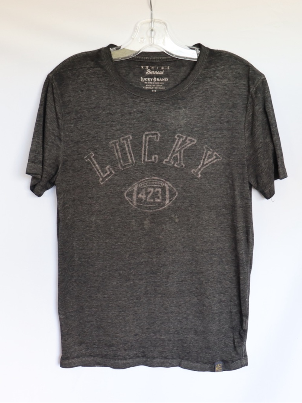 Lucky Brand Graphic T-Shirt Men’s Small Grey “Lucky 423” Vintage Style Tee - Picture 2 of 9
